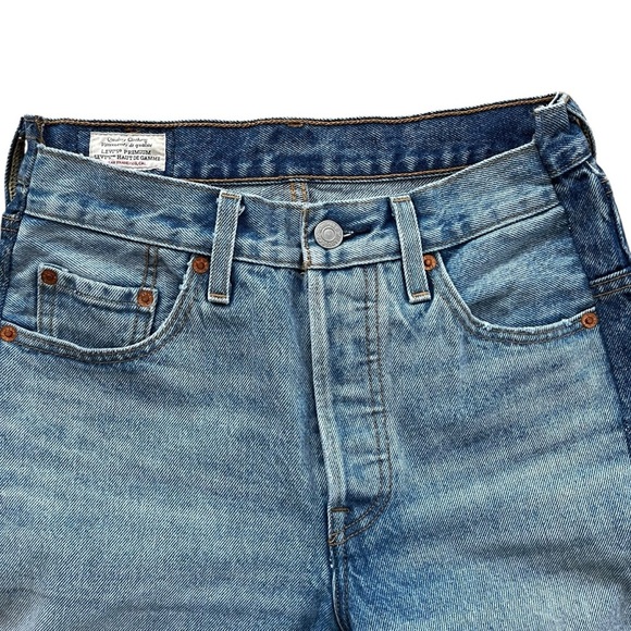 Levi’s 501 Two-Tone Patchwork Jeans W25 L30 High Rise Straight Leg Raw Hem Y2K - Picture 9 of 16